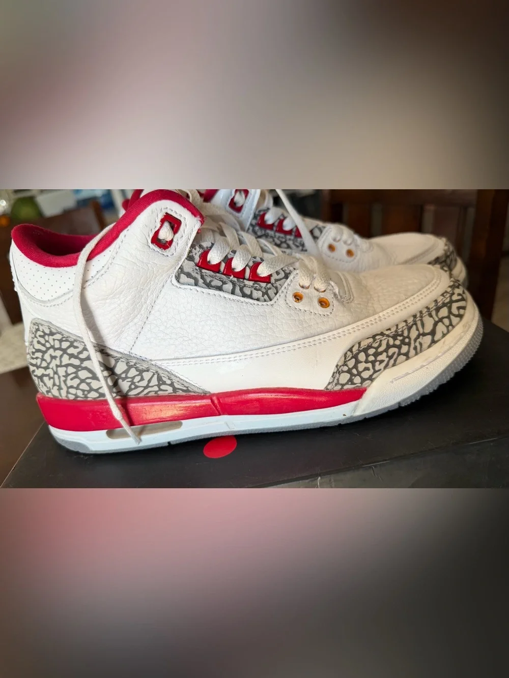 Air Jordan 3 retro (GS) WHITE/LIGHT CURRY-CARDINAL RED